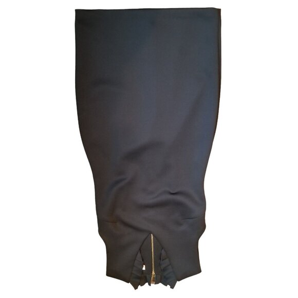 Calvin Klein Sleeveless Dress Black Blouse Size 8 Ruffle Collar Zipper Exposed - Picture 10 of 14